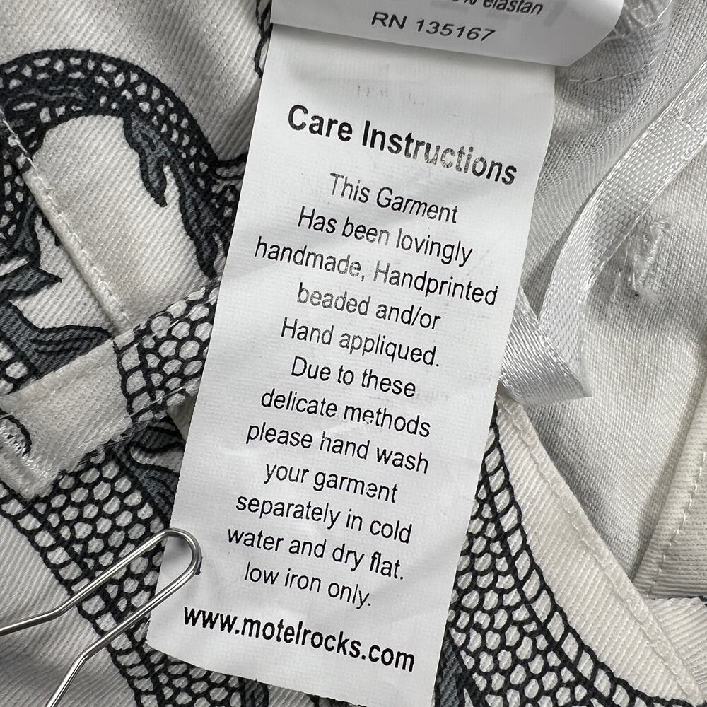 MOTEL Rocks Zoven Trousers Dragon Rope White High Waist 32" Inseam Size M - Picture 12 of 14